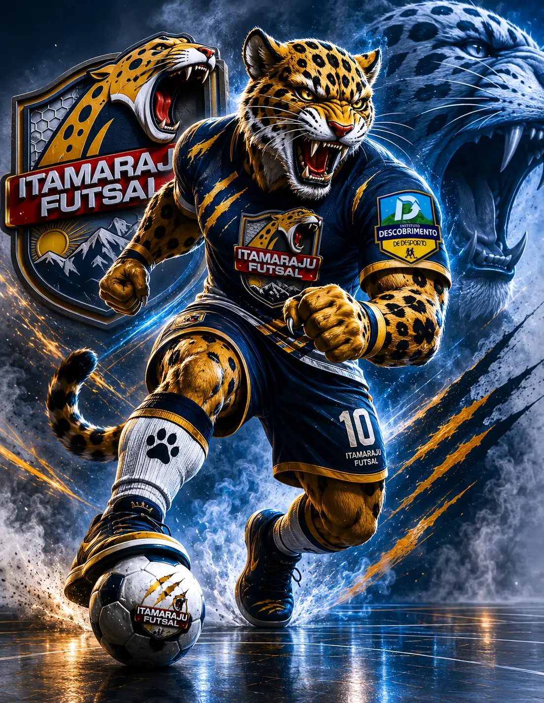 Mascote onça-pintada do Itamaraju Futsal